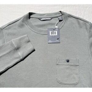 MICHAEL BASTIAN Mens Long Sleeve Crewneck TShirt Small Moss Green Pocket Tee NWT